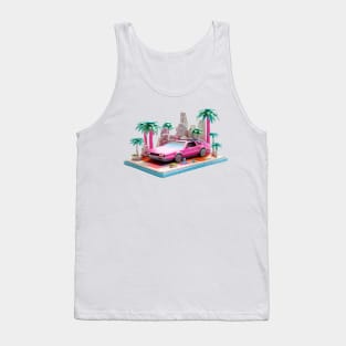 Vaporwave DeLorean Palm Tree Scene Tank Top